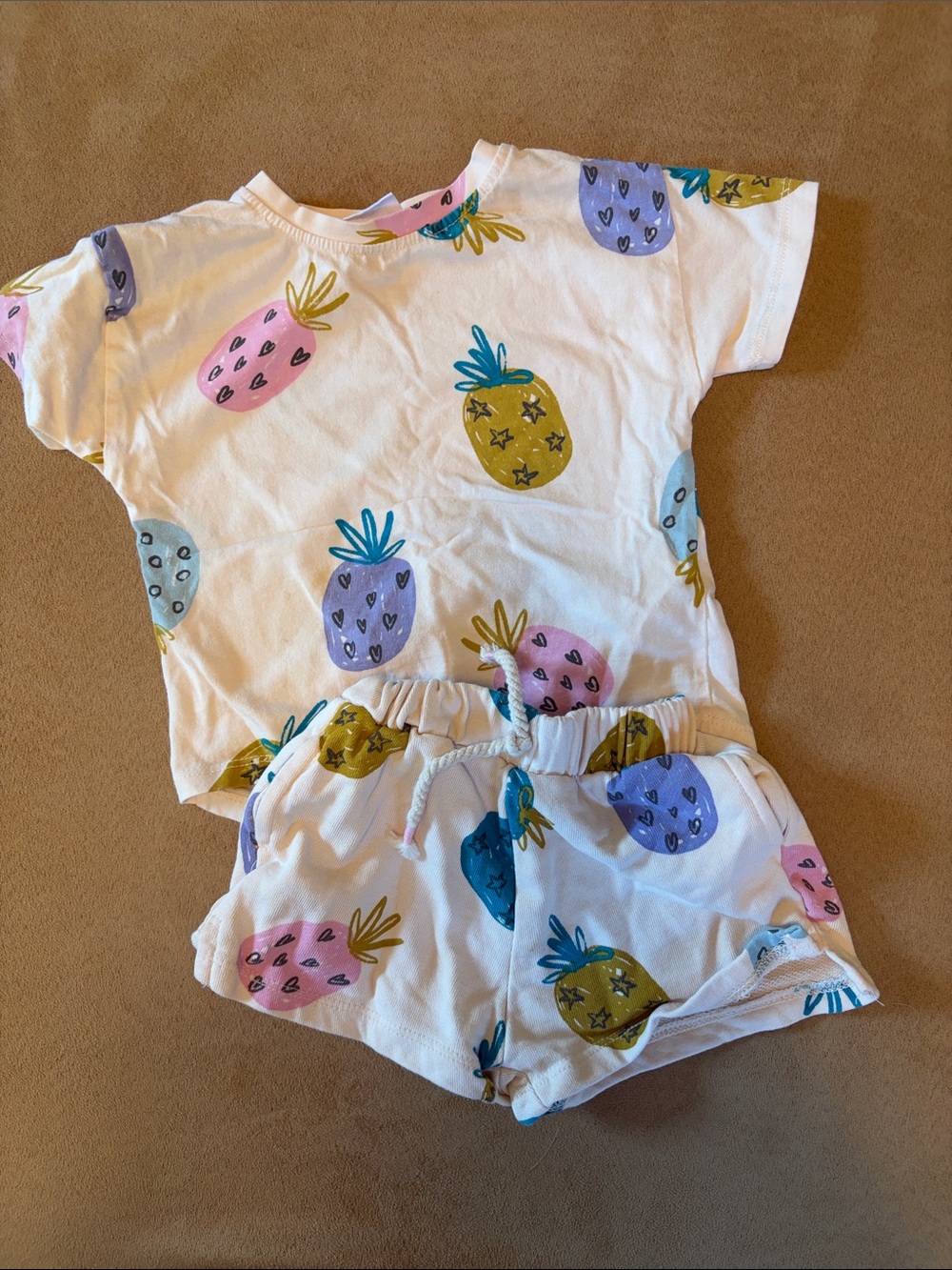 Zara Baby Pink Set with Colorful Pineapple Print
